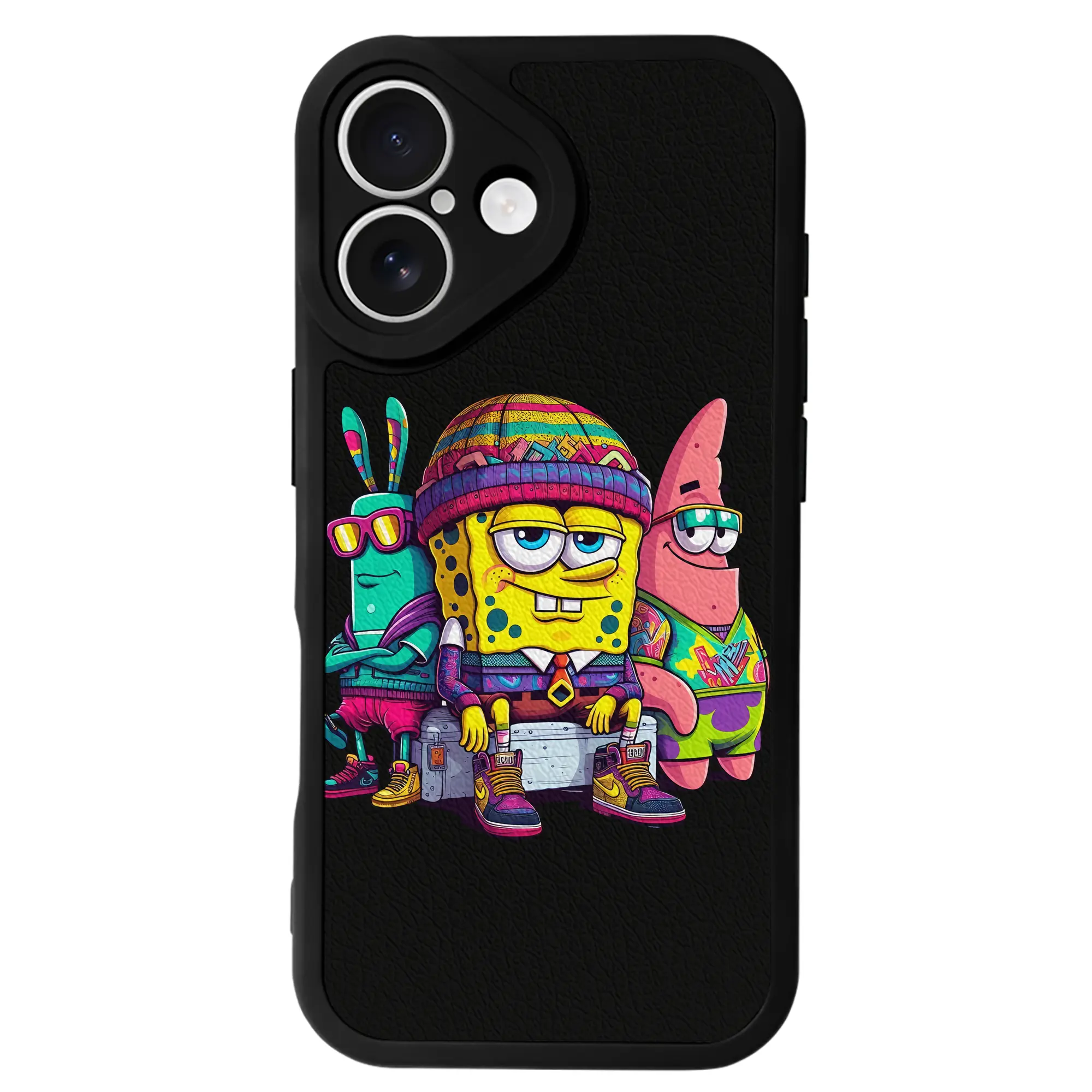 スポンジボブ グッズ スポンジボブ - IPhone 16シリーズ対応 ・ シリコンスマホケース ・ レザー調 ・ 高精度フィット ・ 耐衝撃 ・ ワイヤレス充電対応 ・ 精密カット